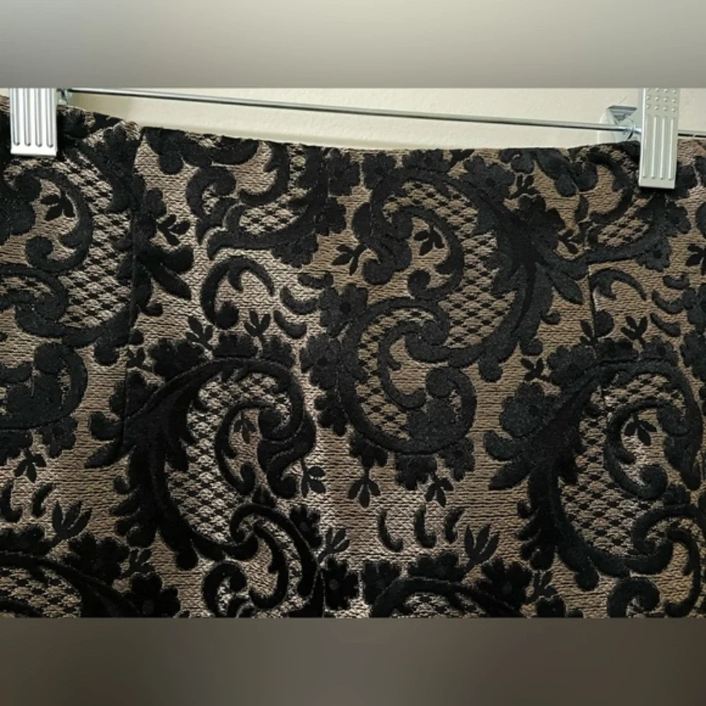 Worthington Gold and Black Woven Thread Lace Damask‎ Skirt - 4